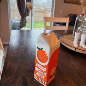 ban.do Orange and White Juice Carton Vase